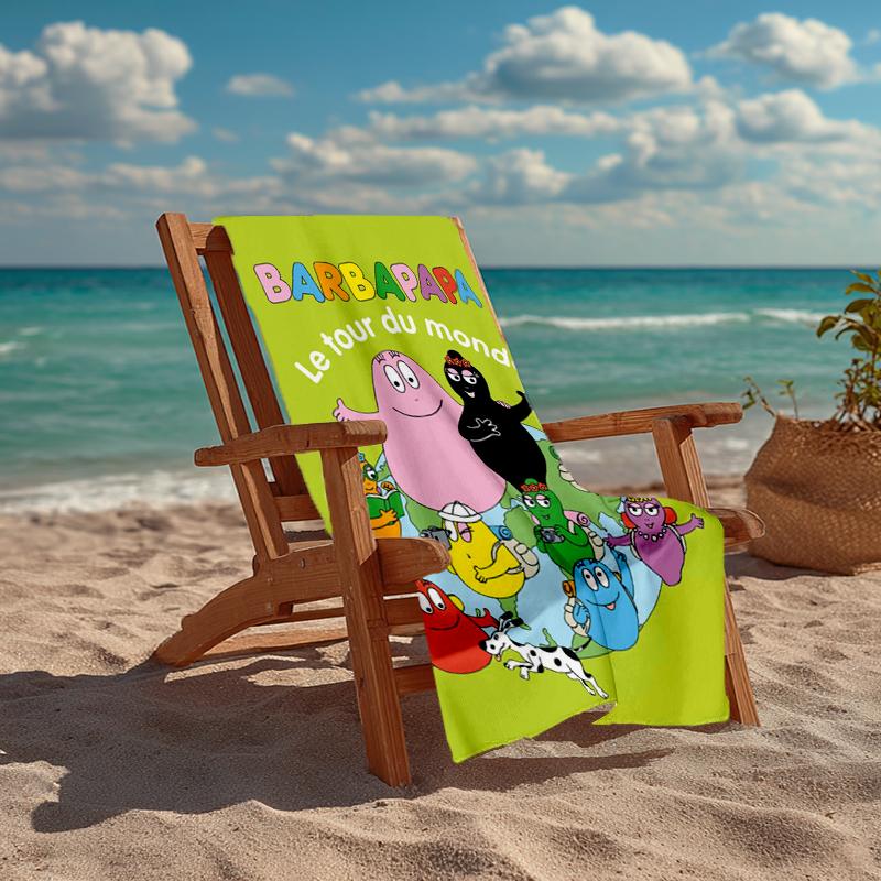 Ultra-Soft Beach Towel with Barbapapa Theme,Ideal for Pool - Camping, Diving - Perfect Travel Essential, Vibrant Beach Towel.