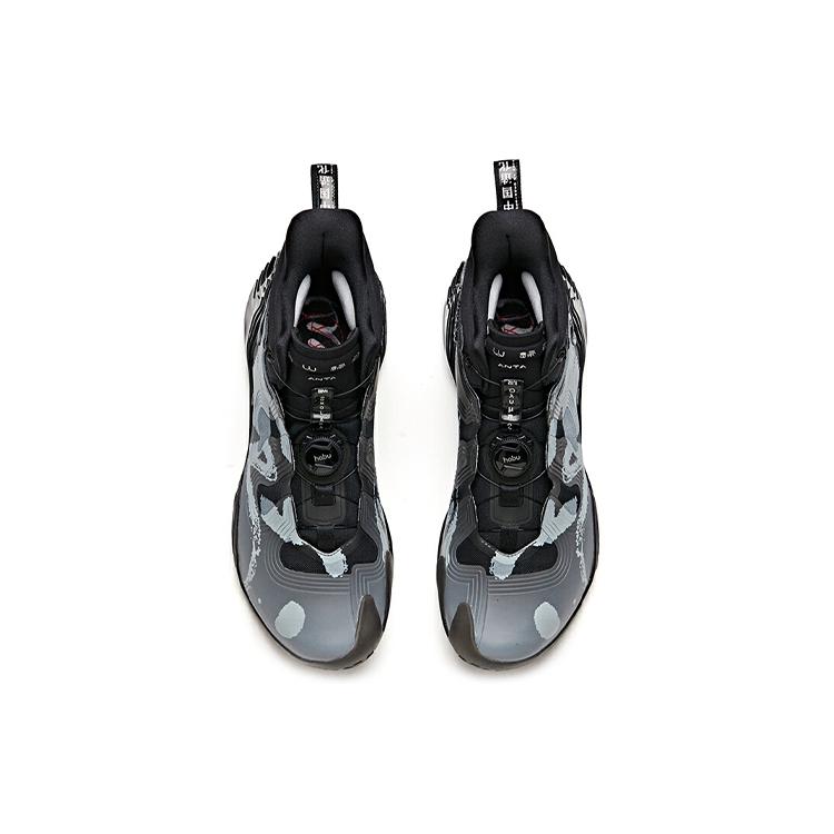 New Anta Star Mountain Cushioning Anti Slip And Wear Resistant High Top Basketball Shoes Men's Black Gray 112031818A-2