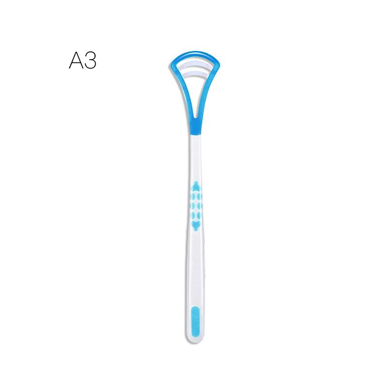 1Pc Reusable Tongue Cleaner Scraper Dual Use Oral Hygiene Toothbrush Fresh Breath Tongue Cleaning Brush