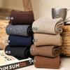 Solid Color Double Needle Cashmere Socks Men'S Pile Socks Business Stockings Thermal Storage Socks Socks Black