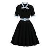 Women's V-neck Slim-fitting Short-sleeved Retro Dress With Big Swing Skirt
