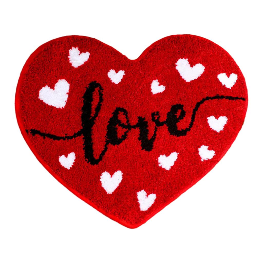 Valentinstag-Badezimmerteppich, rutschfest, herzförmig, weich, waschbar, Liebesform, Duschmatte, Badezimmer-Dekoration