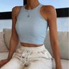 Maglietta basic sexy da donna senza maniche in maglia estiva Maglietta bianca con spalle scoperte a costine Canotta nera Streetware Camis Femme Skinny