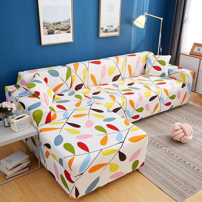 Floral Sofa Cover for Living Room Elastic Stretch Sectional Corner Couch Cover Sofa Towel Slipcovers L Shape needs to buy 2pcs
