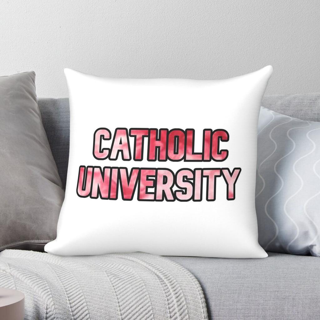 Red Catholic University Of America Square Pillowcase Polyester Linen Velvet Creative Zip Decor Home Cushion Cover