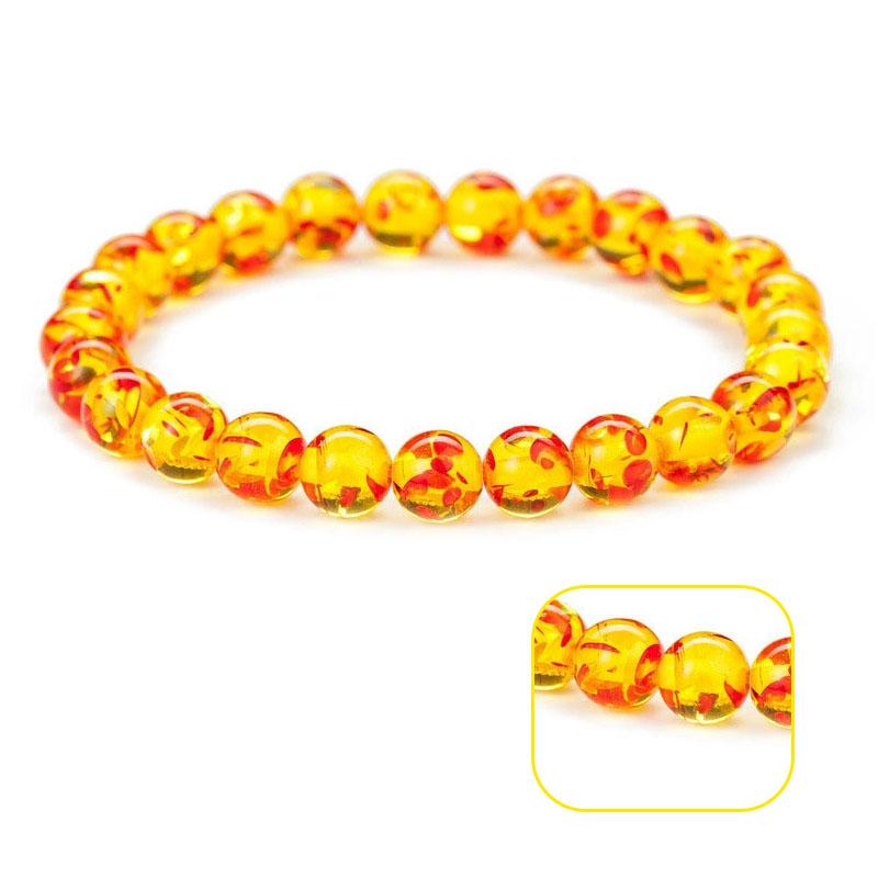 Women'S Women Gift Natural 8/10Mm Bangle Resin Stretch Bead Round Elastic Bracelet