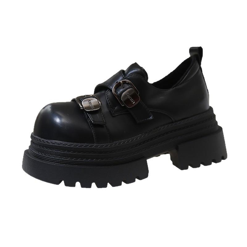 Slipper Damen 2025 Herbst neu super angesagt Retro kleiner Mann dicke Sohle Höhe Pendeln Mode kleine Lederschuhe Damenschuhe
