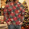 Men's Knit Long Sleeve Neck Casual Top with Christmas Print for Winter