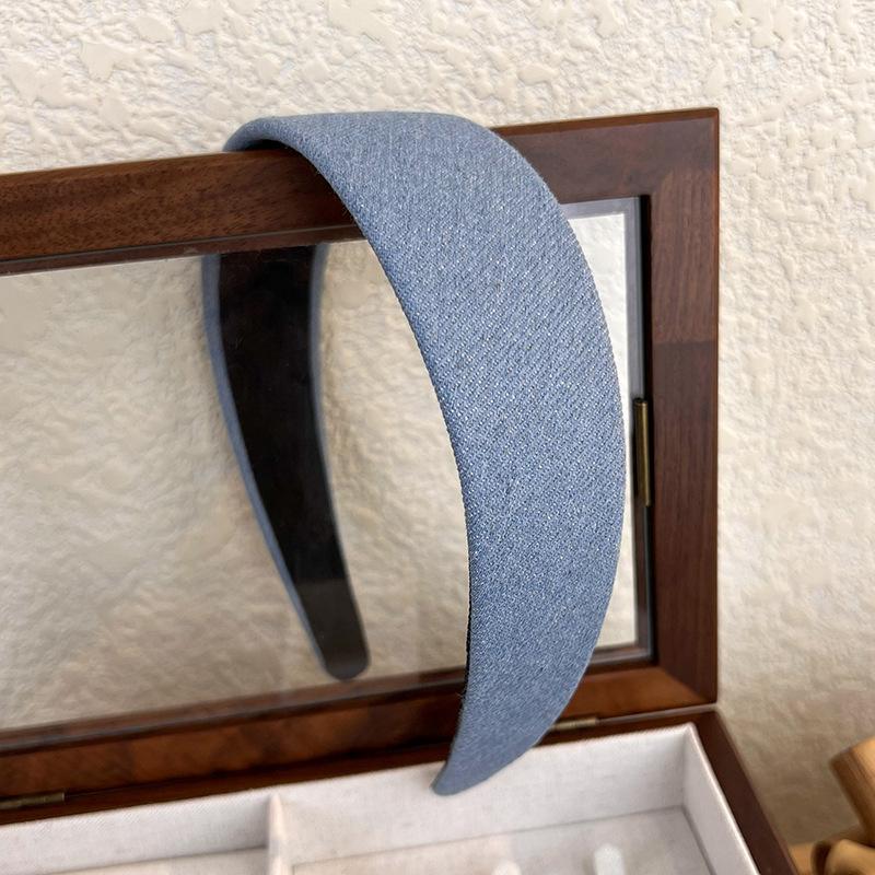 Retro New Solid Color Wide Edge Denim Headband for Woman Temperament Hair Band Hair Hoop Lady Fashion Versatile Hair Accessories