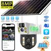Câmera Solar Externa Sem Fio 4K 8MP Wifi 4G Sim Vigilância Tela Dupla Painel À Prova D'água Câmeras de Vídeo IP CCTV Alimentadas por Energia Solar