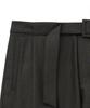 NOIRER Wool Belted Double-Pleated Slouchy Slacks (Brown)