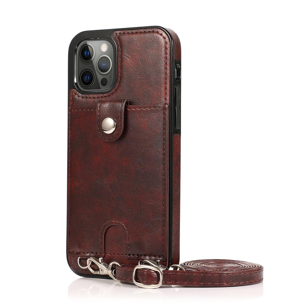 Lederhülle mit Kartenfächern für iPhone 12 Pro Max, weiche Silikonhülle für Apple 13, vertikal hängende Hülle für 7/8 Plus