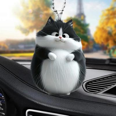 Colgante de gato Yousheng, adorno para espejo retrovisor, decoración interior de automóvil, colgante de acrílico caprichoso, colgante de gatito plano 2D, regalo para familiares y amigos