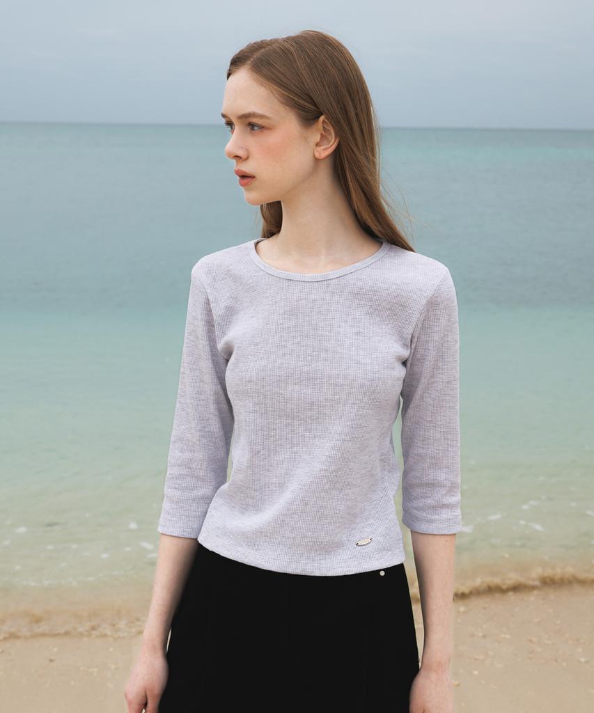 DEHEVE Basic Waffle T-Shirt [Gray]