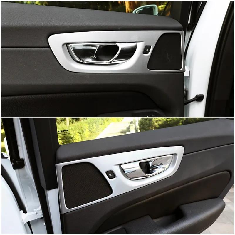 For Volvo XC60 2018-2025 Carbon Fiber Color Inner Door Handle Frame Cover Trim ABS Interior Accessories Decoration