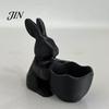 3D Printed Rabbit Bowl Easter Bunny Candy Bowl, Cute Holding Figurine, DIY Paintable White Desk Blank Decor for Living Room Office, Versatile Trinket