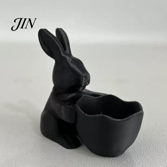3D Printed Rabbit Bowl Easter Bunny Candy Bowl, Cute Holding Figurine, DIY Paintable White Desk Blank Decor for Living Room Office, Versatile Trinket