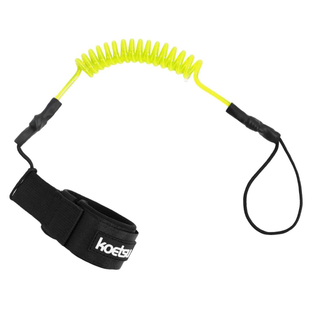 Coiled Bodyboard Leash 5mm TPU Coiled Surfing Wrist Leash with Hook-and-Loop Wrist Strap & Quick-Release Pull Tab