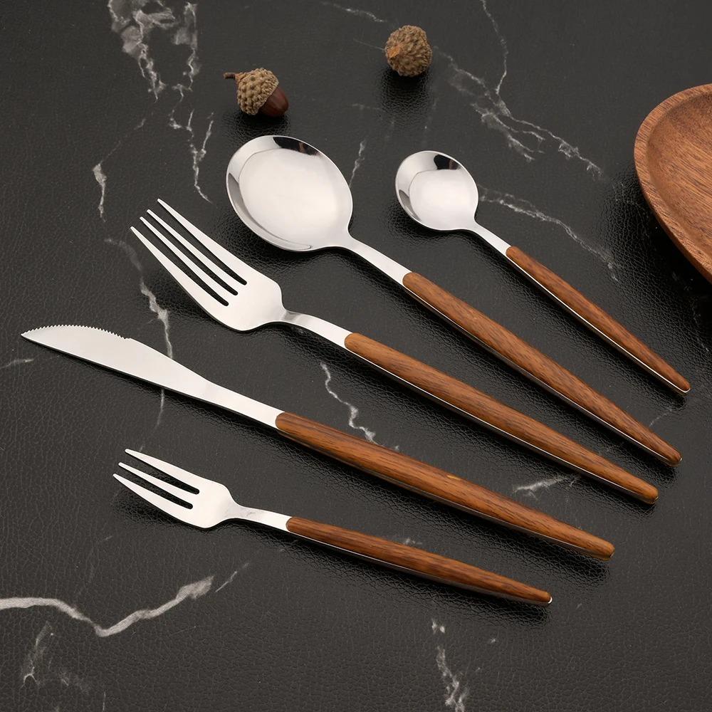 4/5pcs Stainless Steel Portugal Cutlery Set Gold/Silver Dessert Tableware Steak