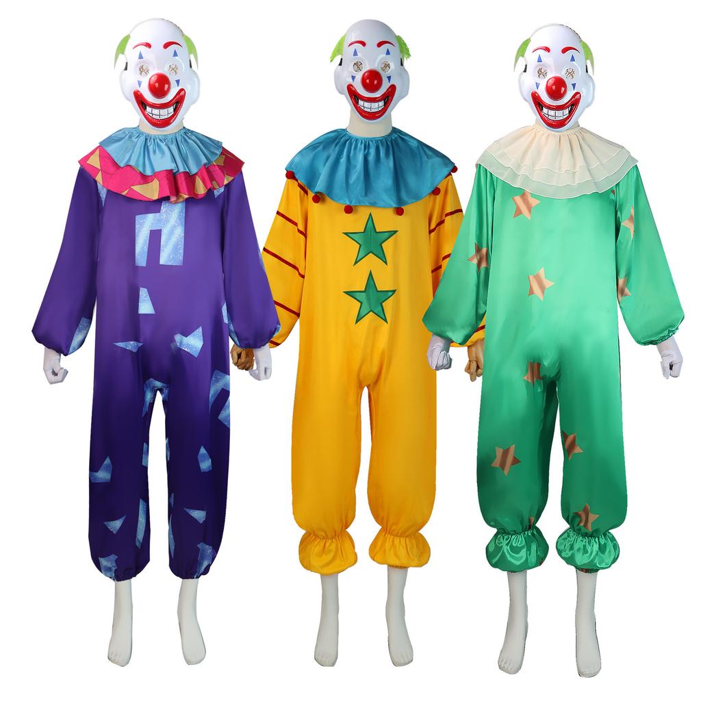 Clown Halloween Cosplay Costumes Party Funky Onesies Cosplay Props Horror Movie Stephen King's It Clothes Mask