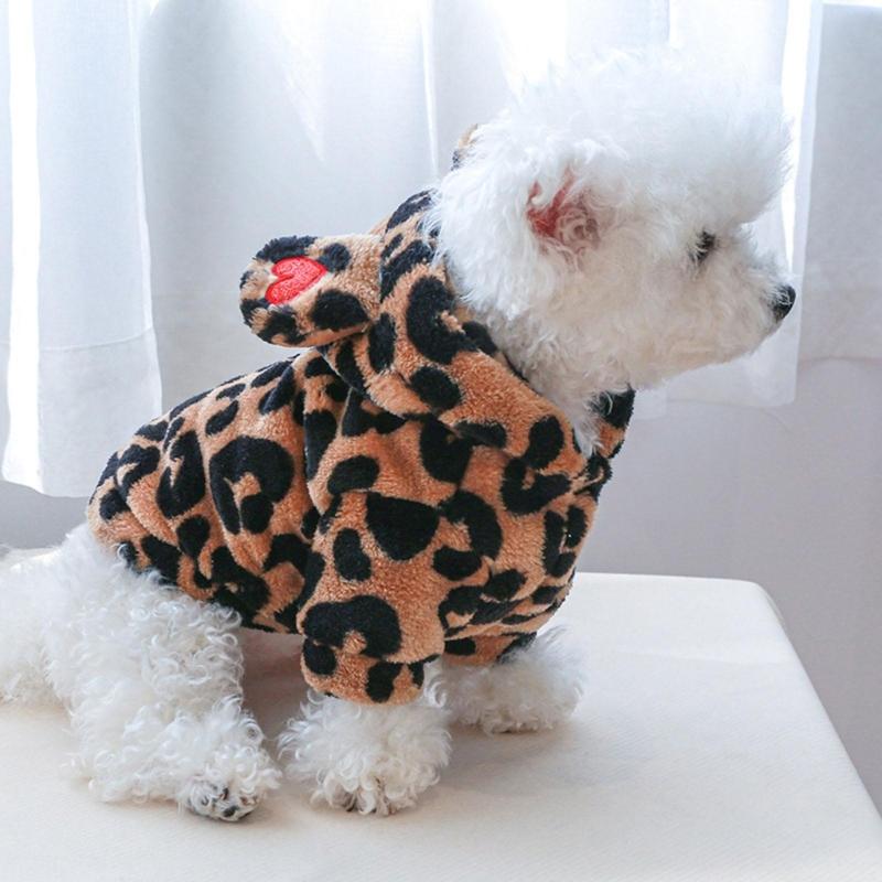 Pullover Dog Coat Dog Hoodies Dog Coat With Hood Dog Clothes Leopard Dog Hoodie