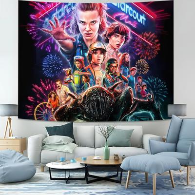 Stranger Things Sci-Fi Horror Retro 80s Design Tapestry Wall Hanging Banner Background Backdrops Living Room Bedroom Party Decor