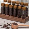 Elegant Wood Glass Coffee Bean Rack Stylish 12 Unit Coffee Bean Presentation Rack with Long and Short Glass Tube