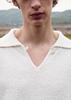 UMARMUNG Cotton Boucle Open Collar Pullover_Ivory