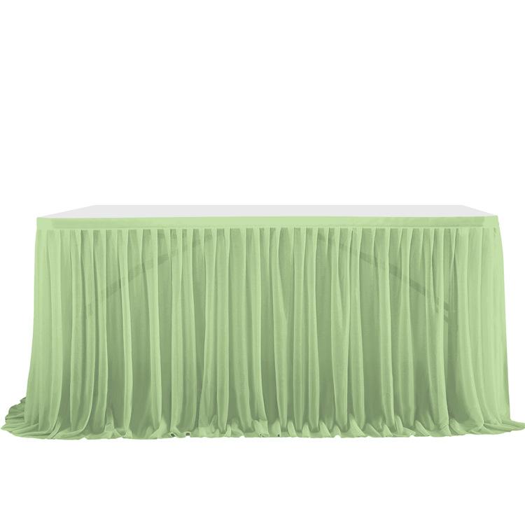 Table Skirt Pleated Table Circumference Birthday Party Wedding Decoration Ruffle Edge Elastic Thin Gauze Table Skirt Tulle