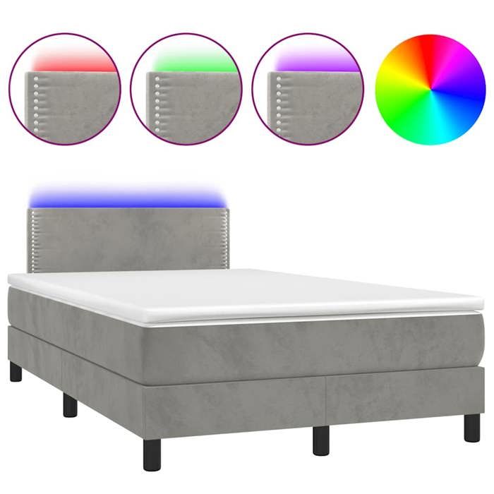 Exclusive House - Slatted Bed Base with LED Mattress Light Grey 120x190 Cm