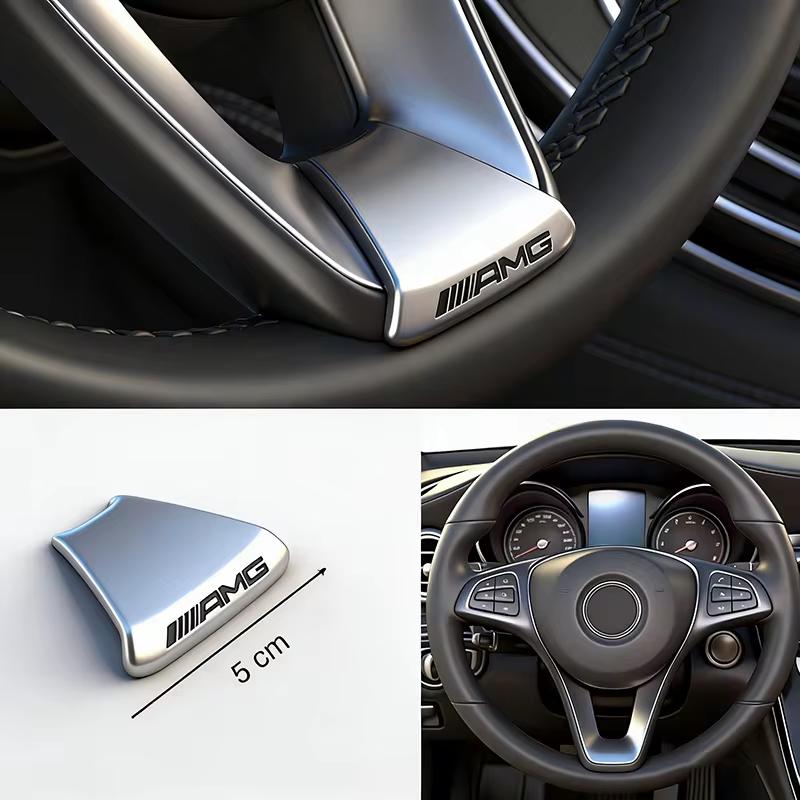 1Pcs 3D Aluminum Alloy Badge Car Steering Wheel Sticker Decals Accessories For Mercedes Benz AMG W205 W204 W206 W213 W212 W211 W GX2