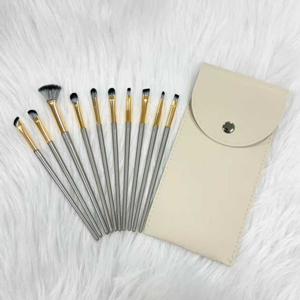13-Piece Gilded Makeup Brush Set: Soft Hair Eye & Eyeshadow Brushes