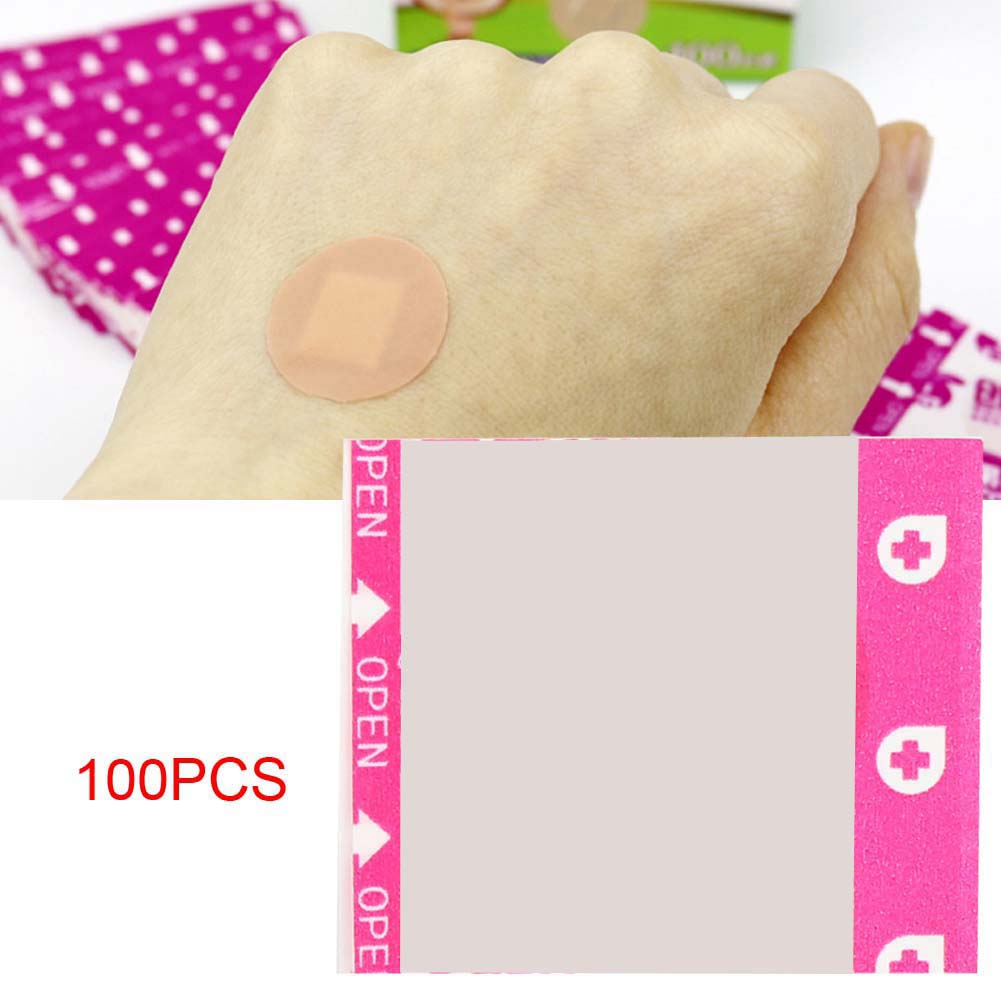 100Pcs Waterproof Mini Round Breathable Bandage Band Aid First Aid Wound Dressing Patch