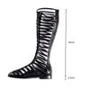 Fashion 2025 Summer New Designer Sexy Narrow band Leather Women Knee-high Boots Fashion Flats Heeled Sandals Boots Casual Booties Shoes