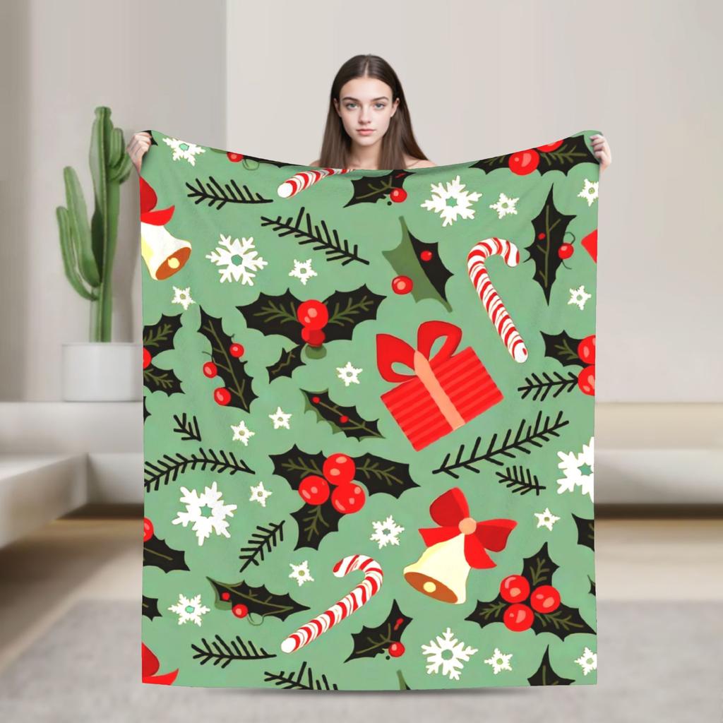 Plaid & Holiday Christmas  Flannel Blanket Autumn  Super Warm Bedding Throws for Kids Adult Bedroom Bedspread Sofa Bed Cover