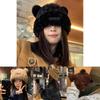 Adorable Plush Knit Bear Hat For Women Thickened Warm Faux Fur Beanie Winter Cap