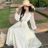 French Off-the-shoulder Super Fairy Vacation Dress, New Neck Sexy and Thin Temperament Pure Desire Style Fairy Dress