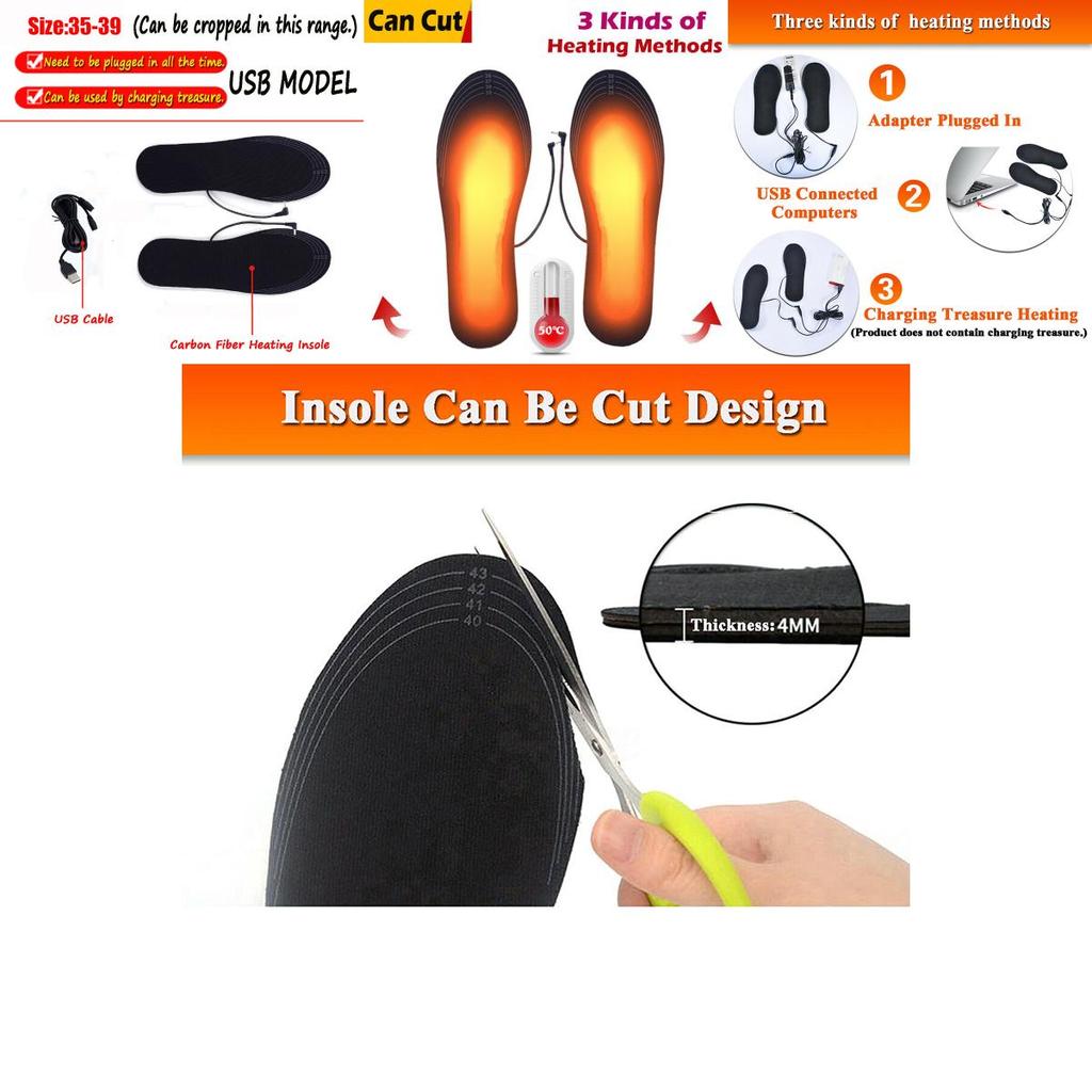 Comfortable Electric Heated Shoe Insoles For Winter With Foot Warmer Pads