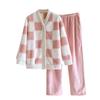 Ladies' Plush And Thick Flannel Home Clothes, Sweet And Warm, Loose And Oversized Cardigan, Long Sleeved And Long Pants Set