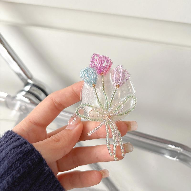 

Pearl Flower Mobile Phone Airbag Bracket Summer Small Fresh Back Sticker Retractable Watching Drama Desktop Support Frame