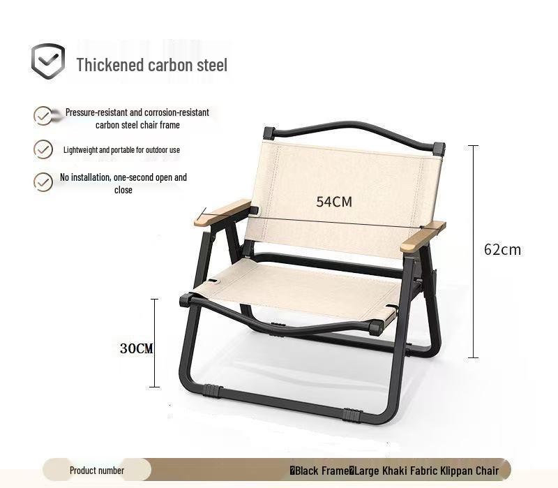 Kermit Outdoor Folding Camping Chair - Square Tube Thickened Portable Leisure Seat