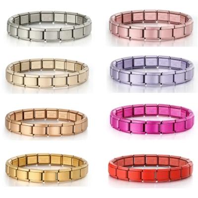 2025 Nouveaux Hommes et Femmes Couleurs Étoilées 18 Pièces Charme Italien Compatible 9mm Acier Inoxydable Bracelet Modulaire Bijoux en Gros