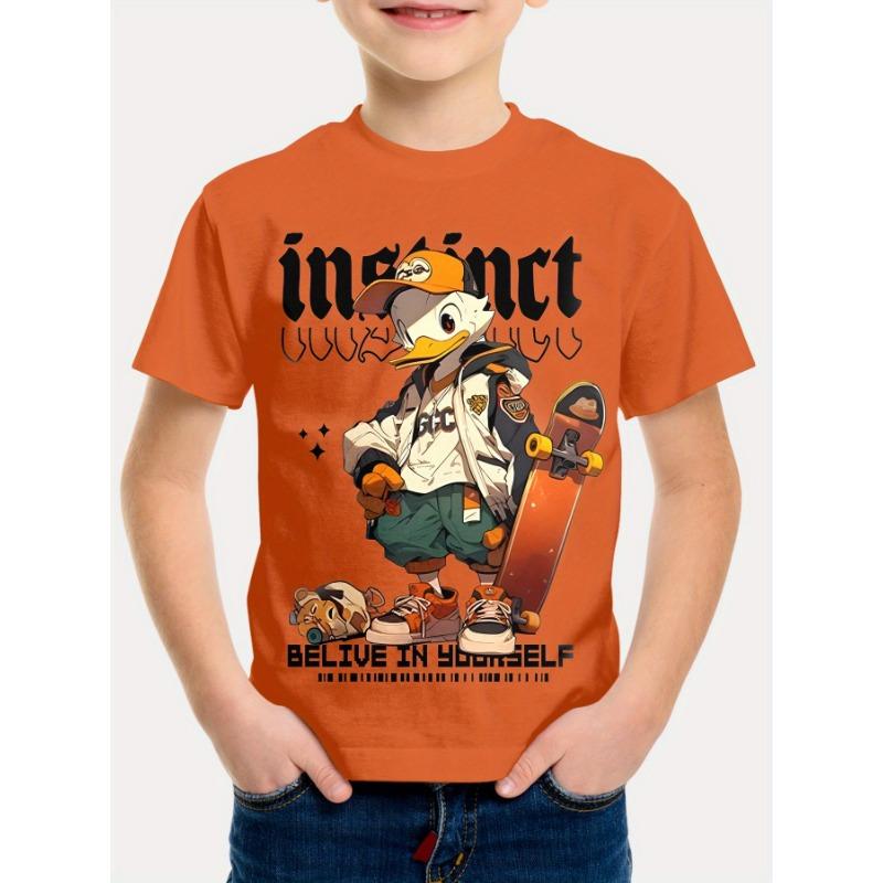 Summer Round Neck 3D Cartoon Pattern Printed T-shirts Fashionable Casual Short Sleeved Children's Boy T-shirts