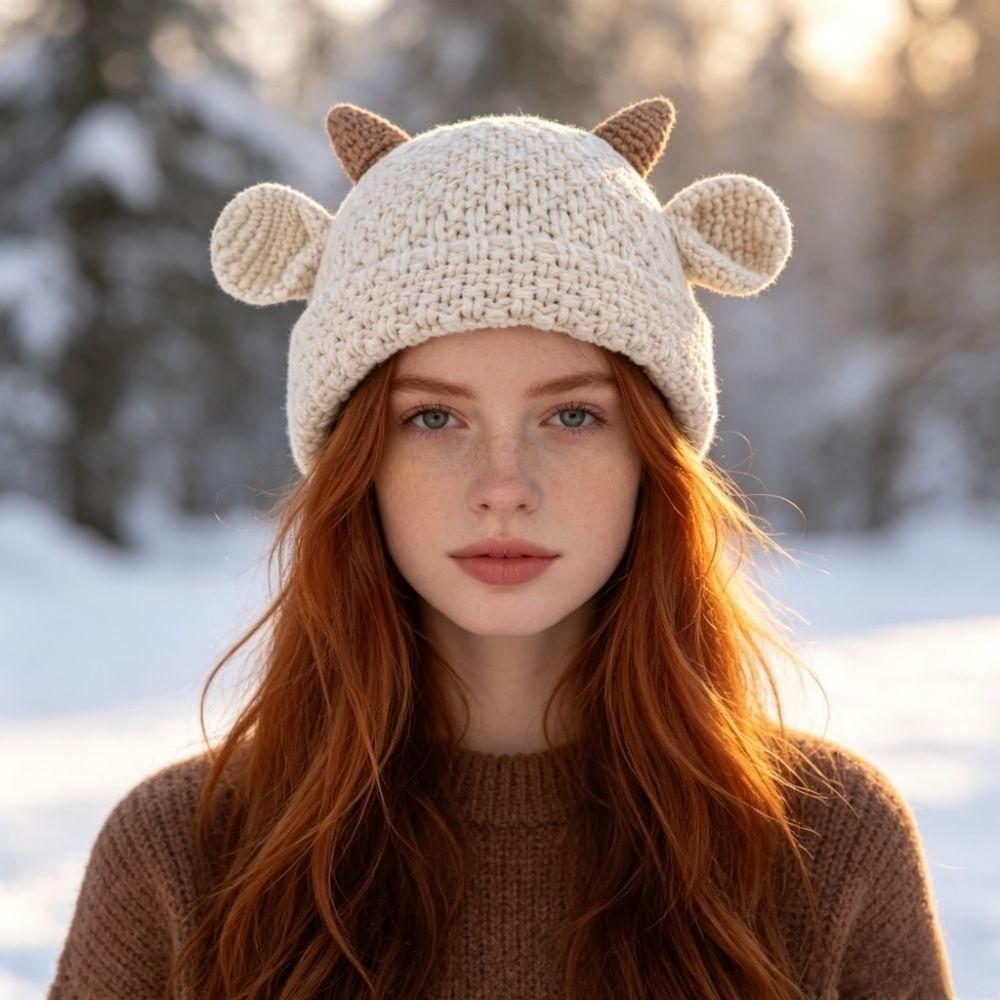 Keeping Warm Pullover Hat Cute Ear Women's Hat Cute Beanies Cap Winter