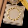 18K Gold Plated 316L Fashionable Titanium Steel Bracelets Waterproof Heart Roman Numerals Queen's Chain Link Bangles