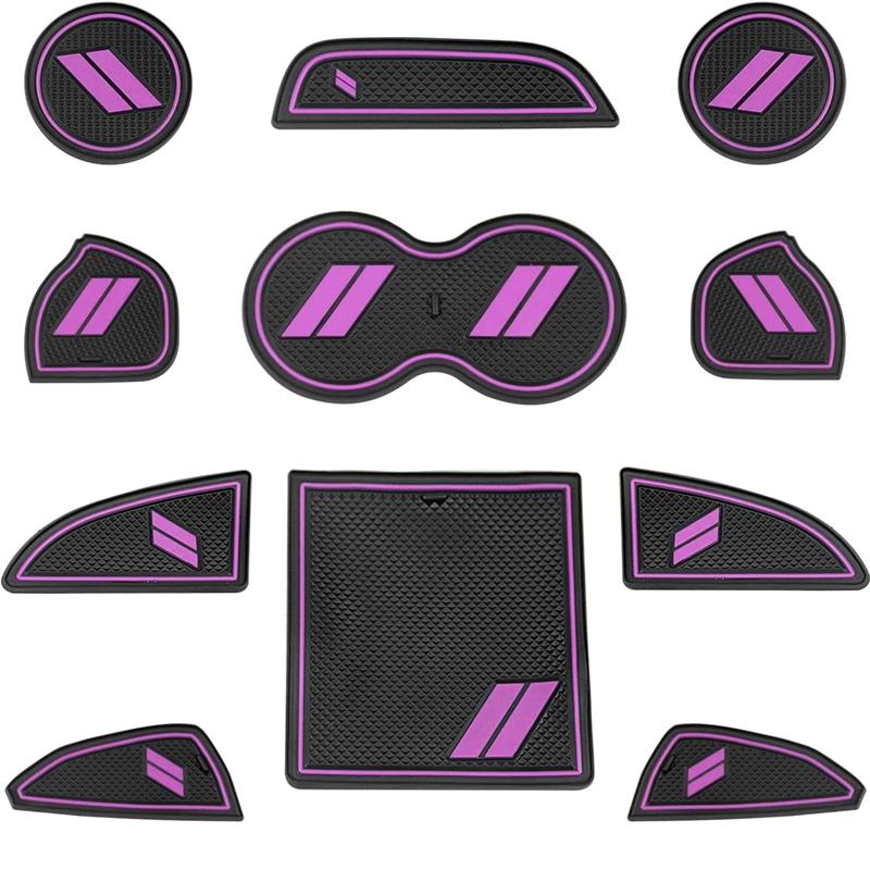 11-teiliges/Set Auto-Getränkehalter-Matteneinsatz-Untersetzer-Pad, rutschfeste Anti-Staub-Matte für 2015-2020 Dodge Challenger, Auto-Styling-Zubehör