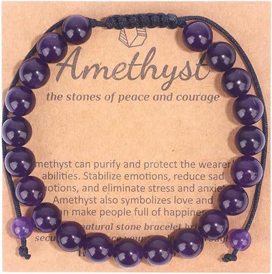 Hot Selling Natural Stone with Cardboard Beaded Elastic String Bracelet Crystal Agate Tiger Eye Stone Wholesale Bracelet Jewelry