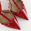 VALENTINO GARAVANI Rock studs pumps ankle stripe Red Patent leather Women Used