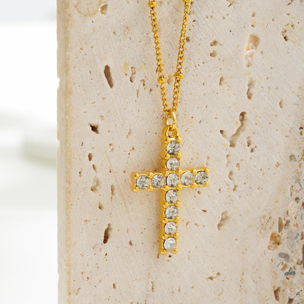 New Necklace Simple Retro Stainless Steel Drip Cross Pendant Necklace