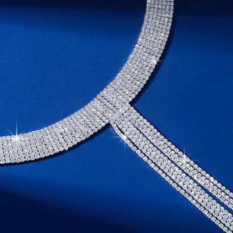 Elegant Diamond Tassels Choker Necklace for Women Adjust Clavicle Chain Party Wedding Necklace Fashion Jewelry Girl Gift